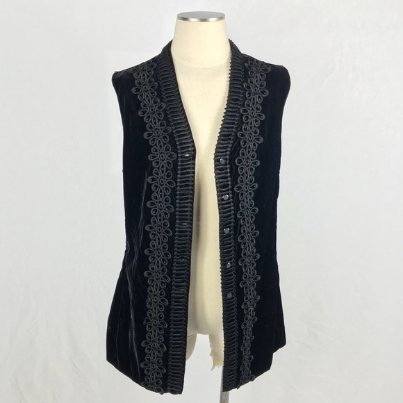 Vintage Embroidered Velvet Tunic Vest - Picture 1 of 8